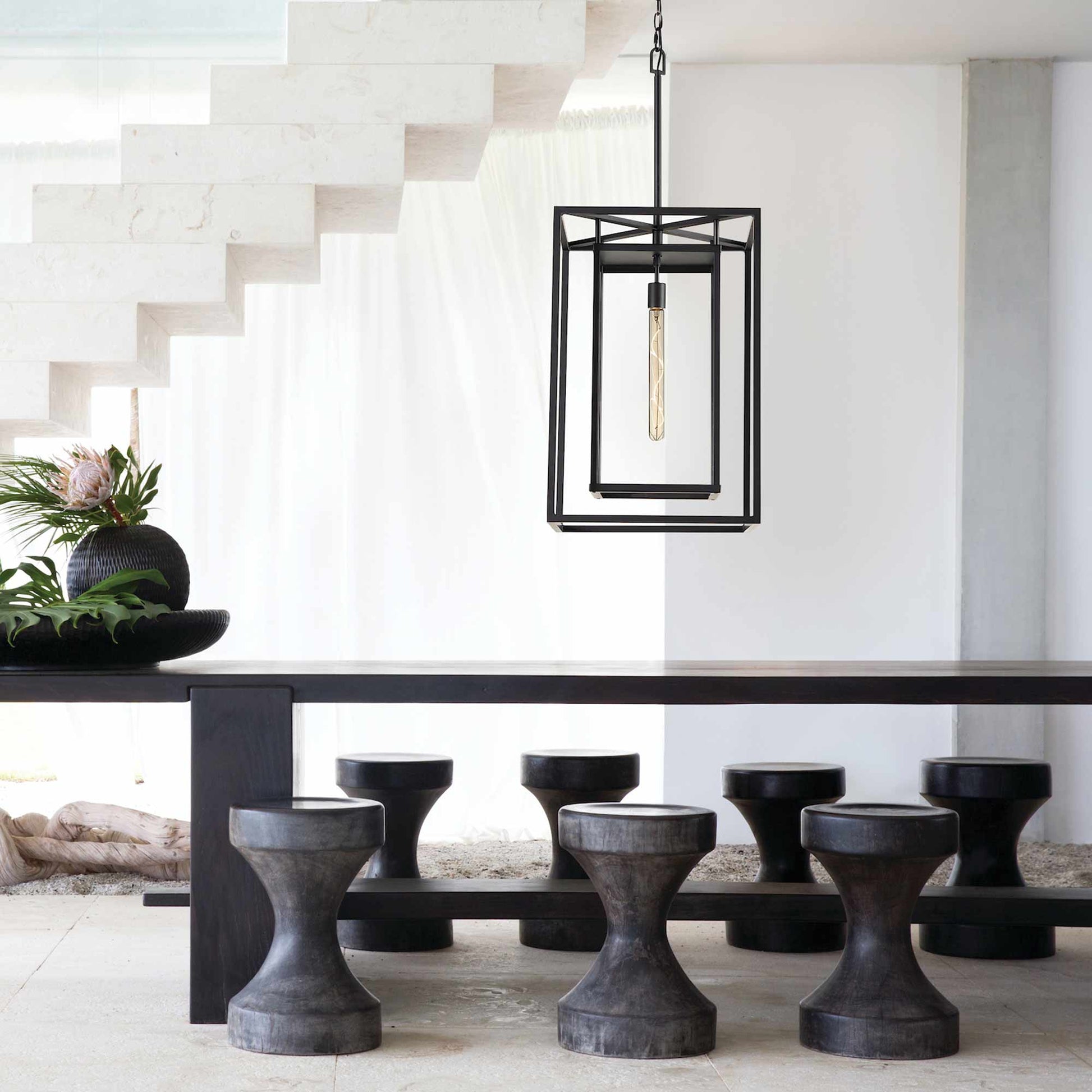 Max Outdoor LED Pendant Light in living room.