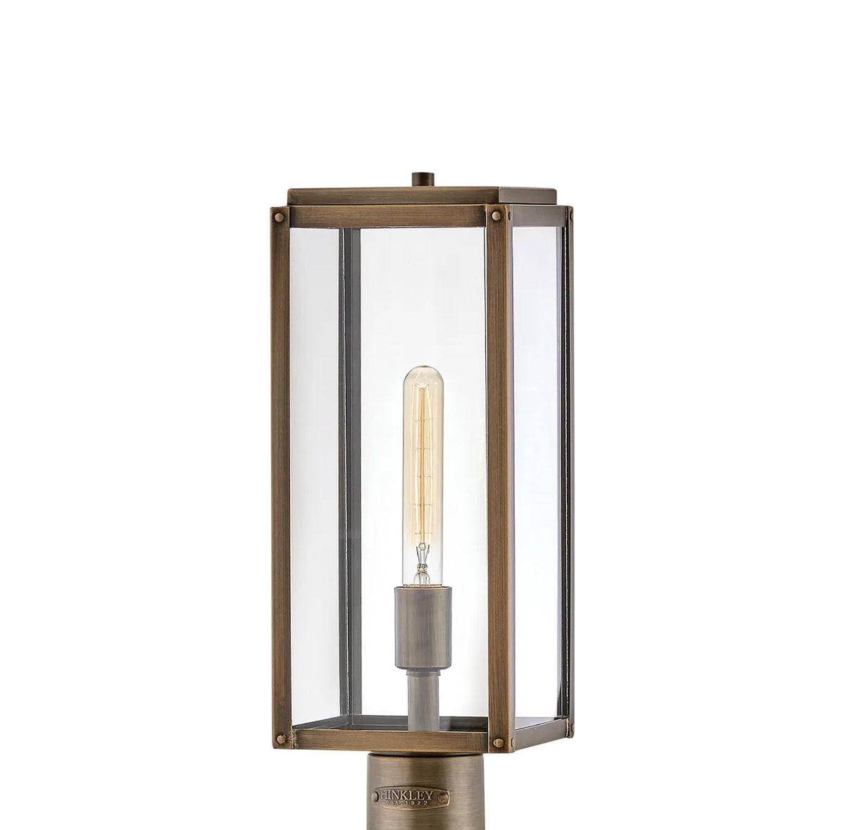 Max Rectangular Outdoor Post Light in Burnished Bronze.