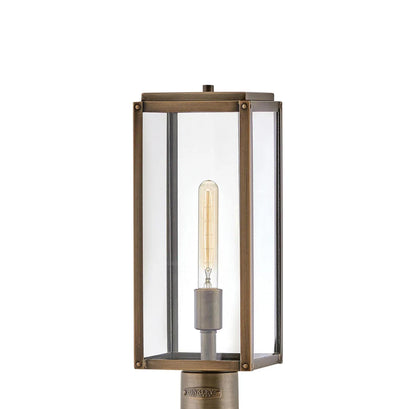 Max Rectangular Outdoor Post Light in Burnished Bronze.