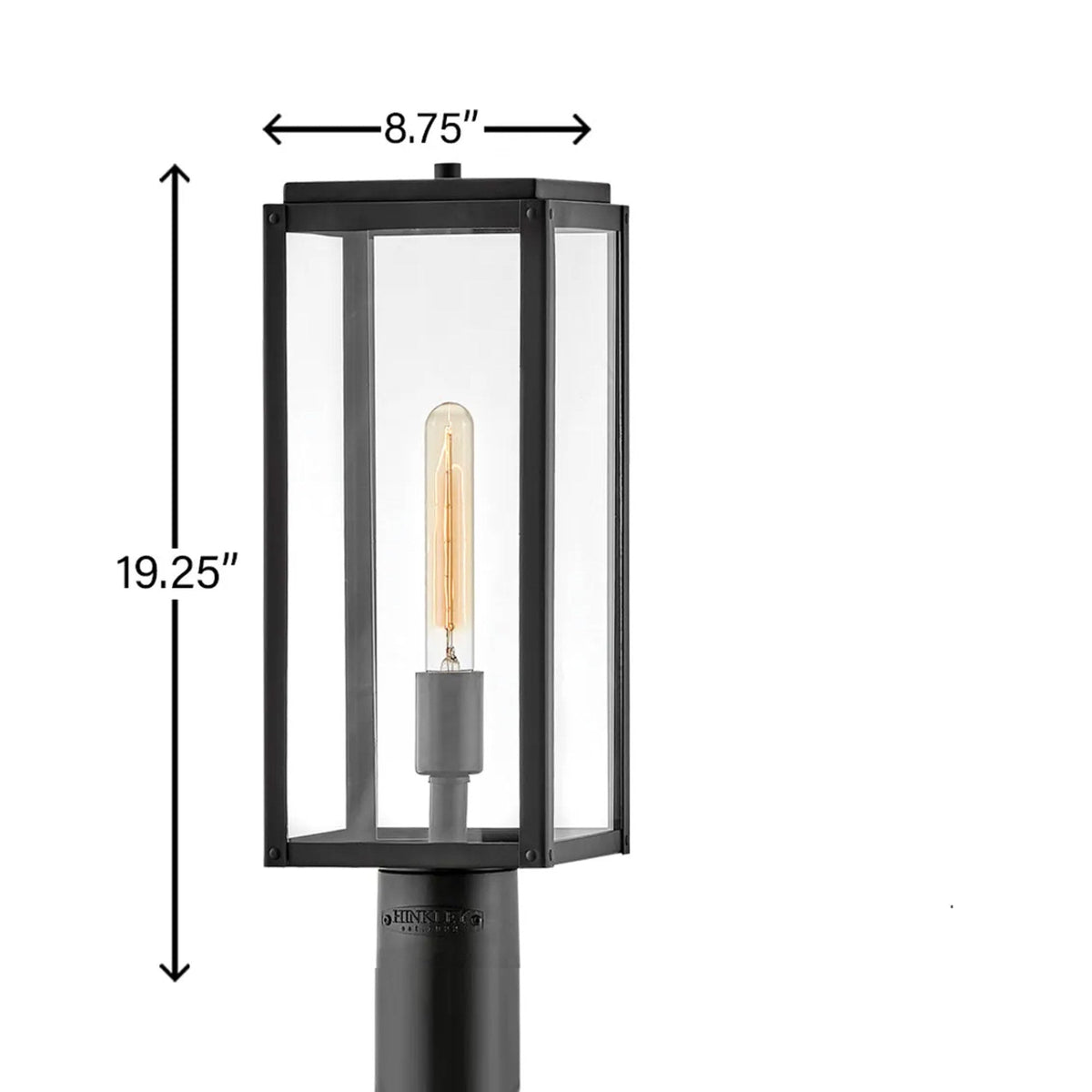 Max Rectangular Outdoor Post Light - line drawing.