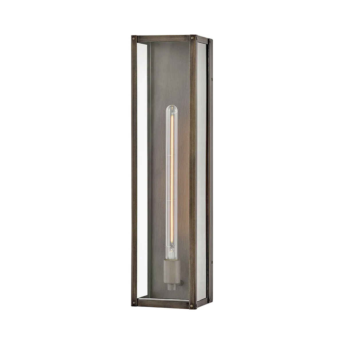 Max Rectangular Outdoor Wall Light in Burnished Bronze (24-Inch).