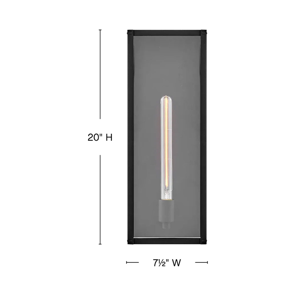 Max Rectangular Outdoor Wall Light - line drawing.