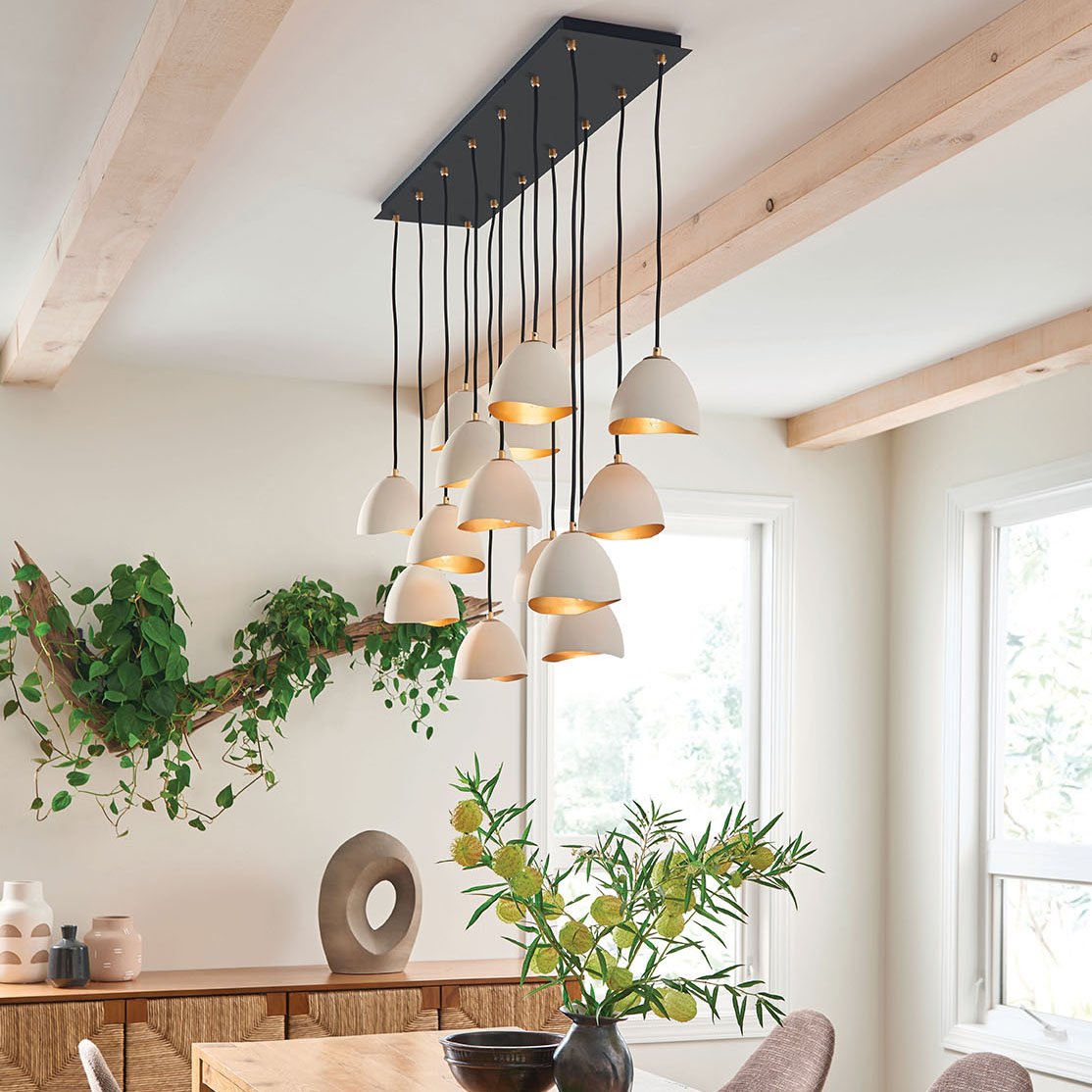 Nula Linear Pendant Light in living room.