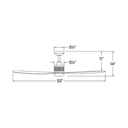 Oris Smart Outdoor LED Ceiling Fan - line drawing.