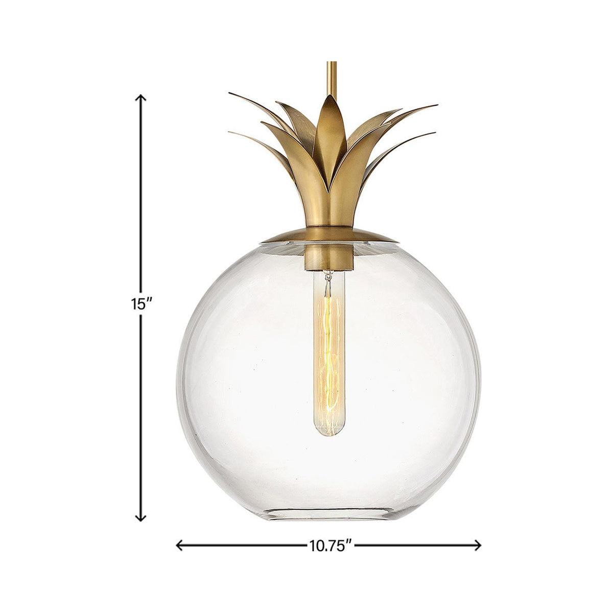 Palma Single Pendant Light - line drawing.