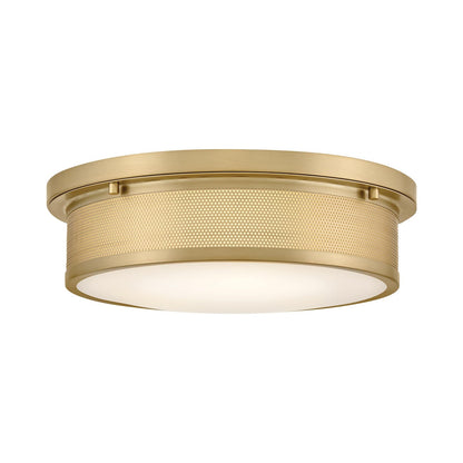Pierce Flush Mount Ceiling Light in Lacquered Brass.