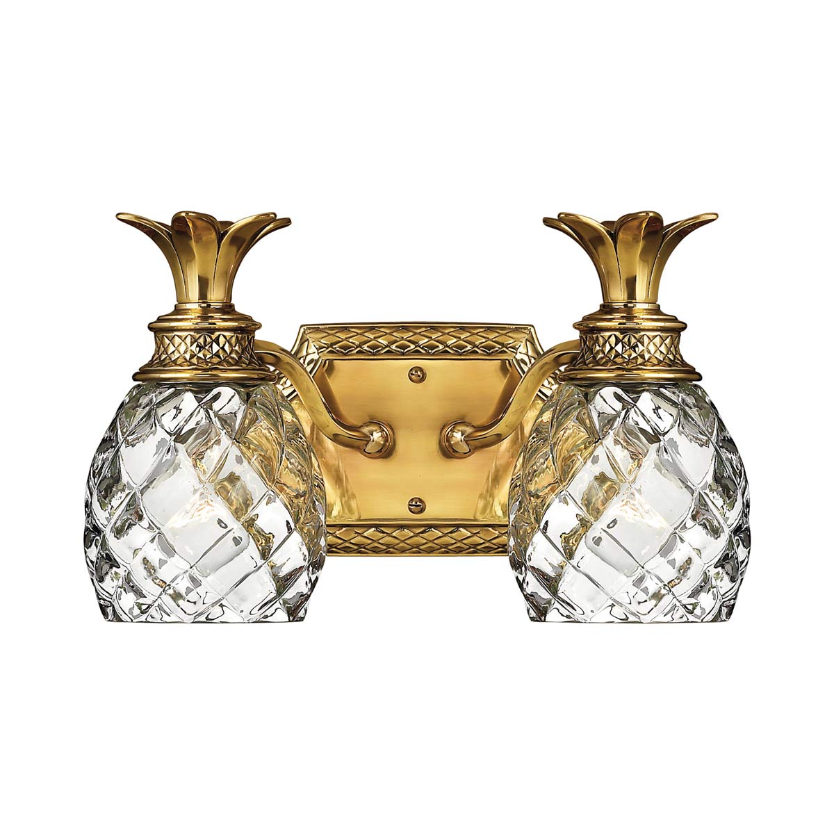 Plantation Bath Vanity Light in Burnished Brass (2-Light).