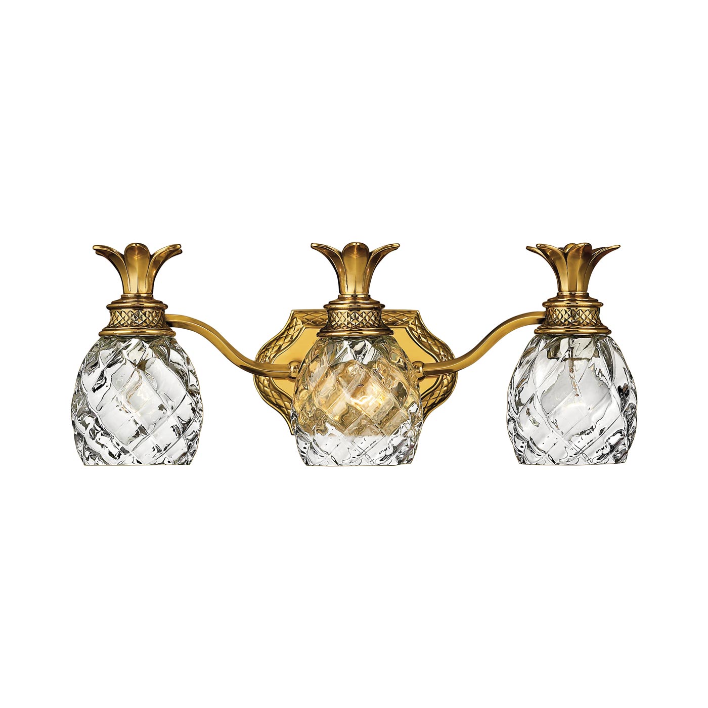 Plantation Bath Vanity Light in Burnished Brass (3-Light).