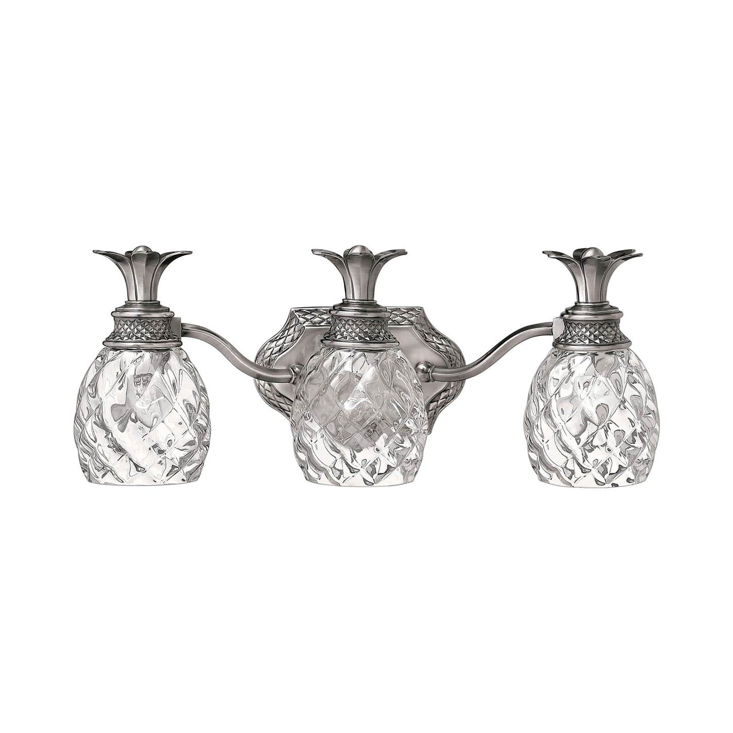 Plantation Bath Vanity Light in Polished Antique Nickel (3-Light).