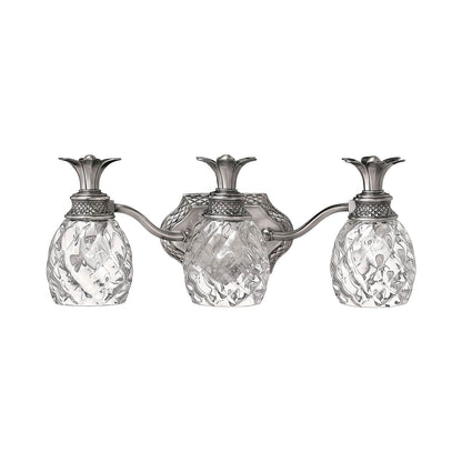 Plantation Bath Vanity Light in Polished Antique Nickel (3-Light).
