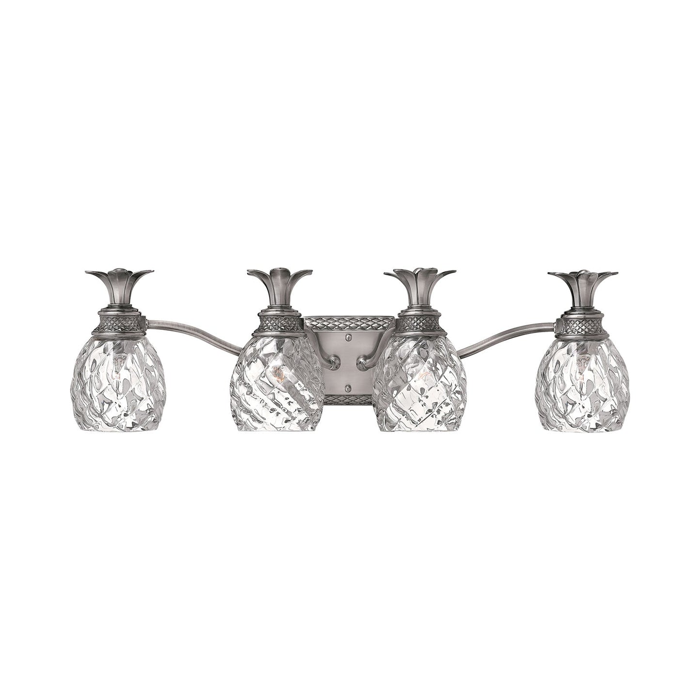 Plantation Bath Vanity Light in Polished Antique Nickel (4-Light).