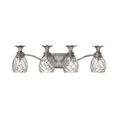 Plantation Bath Vanity Light in Polished Antique Nickel (4-Light).