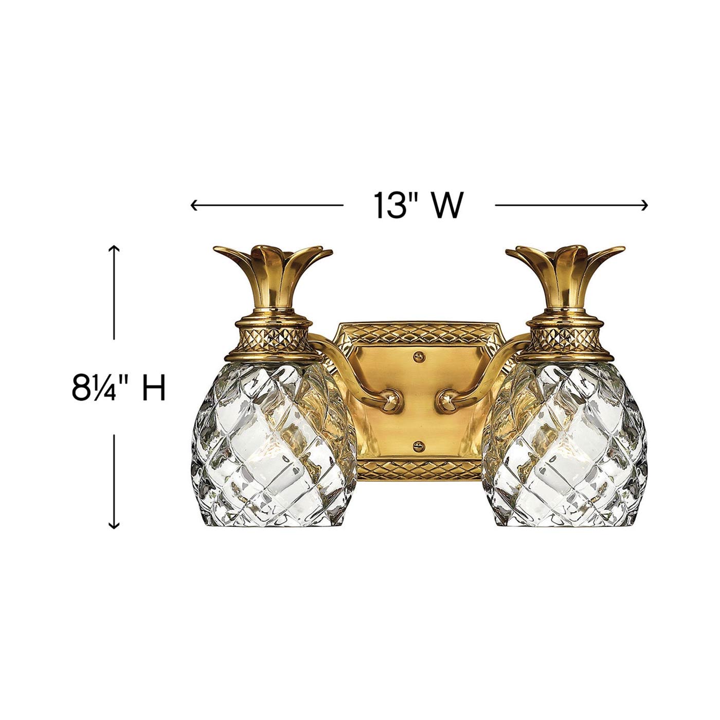 Plantation Bath Vanity Light - line drawing.