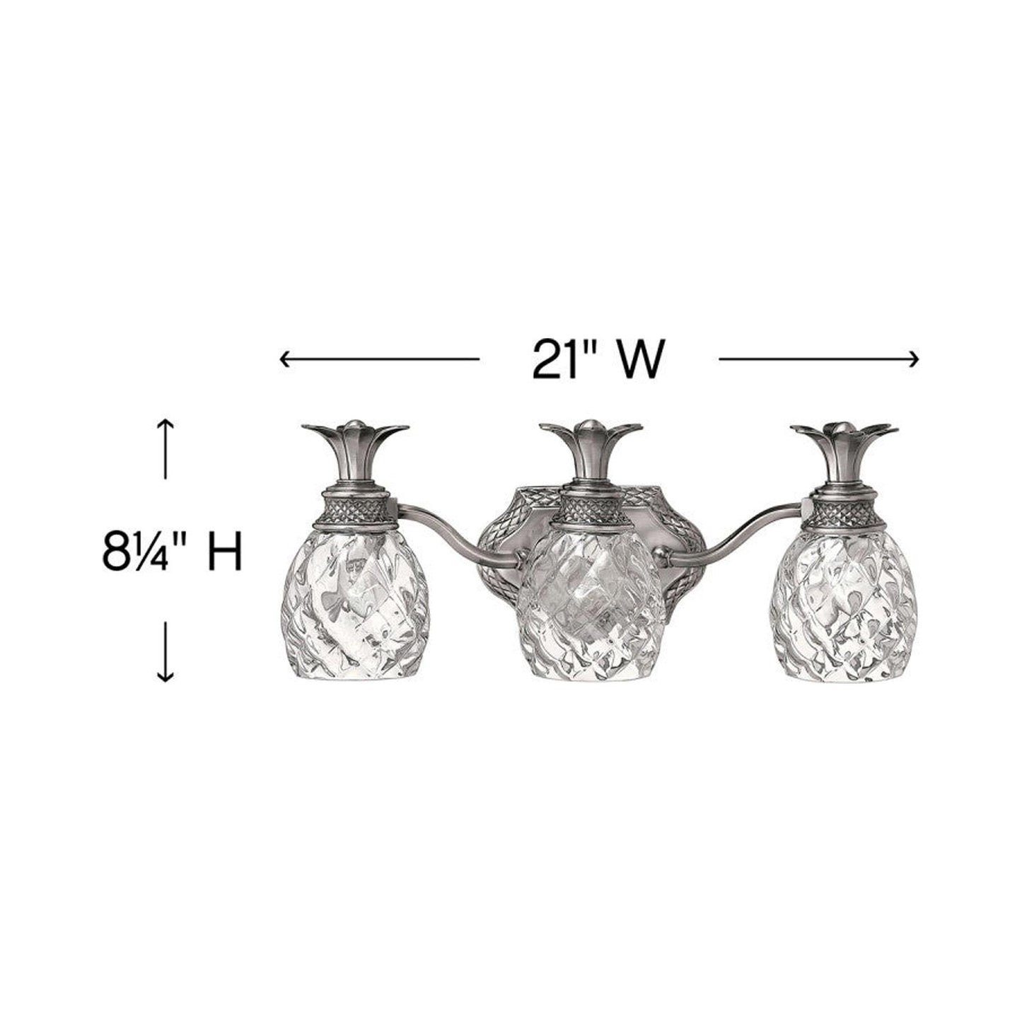 Plantation Bath Vanity Light - line drawing.