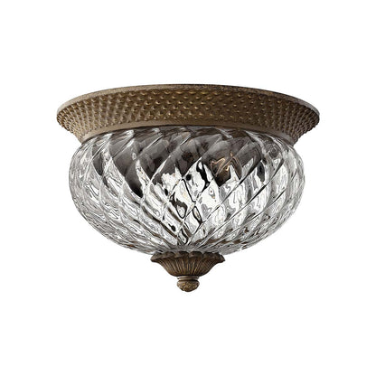 Plantation Flush Mount Ceiling Light in Pearl Bronze (12-Inch).