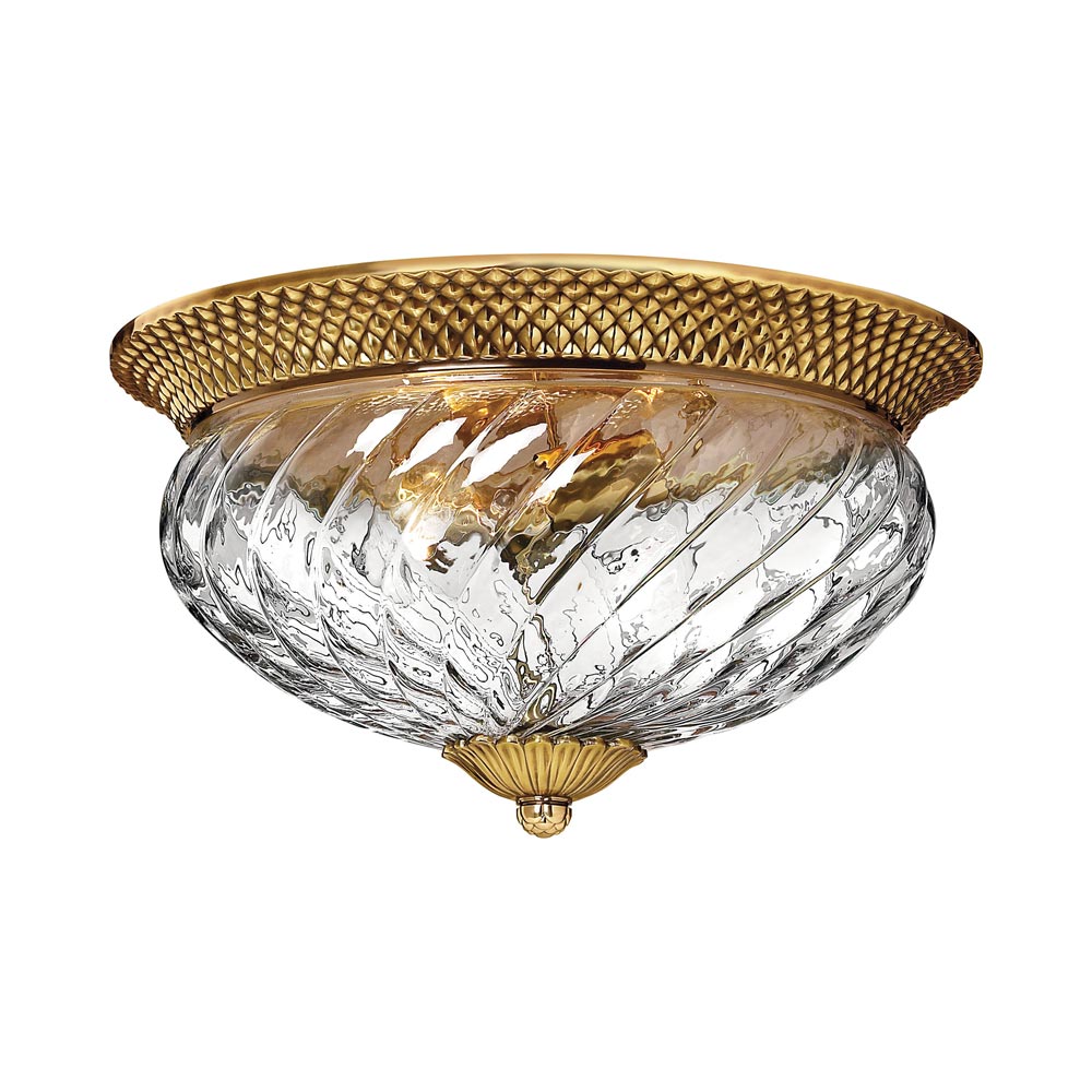 Plantation Flush Mount Ceiling Light in Burnished Brass (16-Inch).