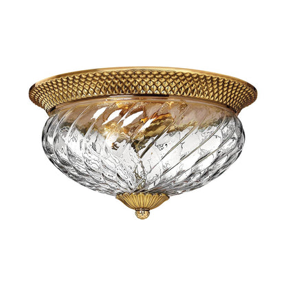 Plantation Flush Mount Ceiling Light in Burnished Brass (16-Inch).