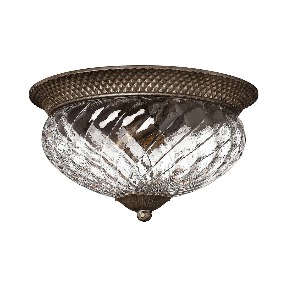 Plantation Flush Mount Ceiling Light in Pearl Bronze (16-Inch).