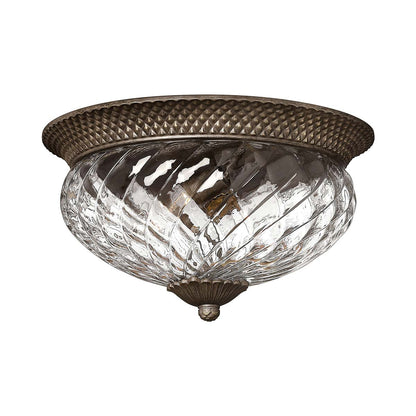 Plantation Flush Mount Ceiling Light in Pearl Bronze (16-Inch).