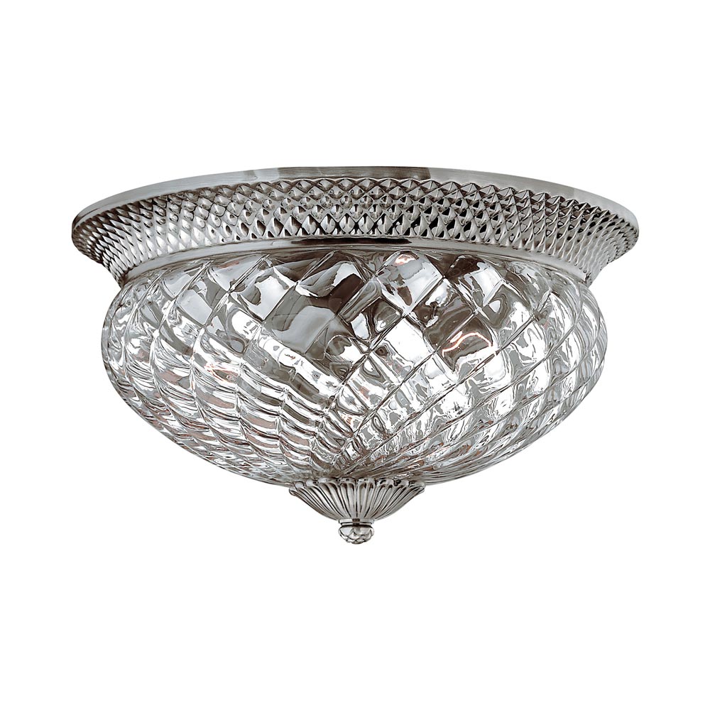 Plantation Flush Mount Ceiling Light in Polished Antique Nickel (16-Inch).