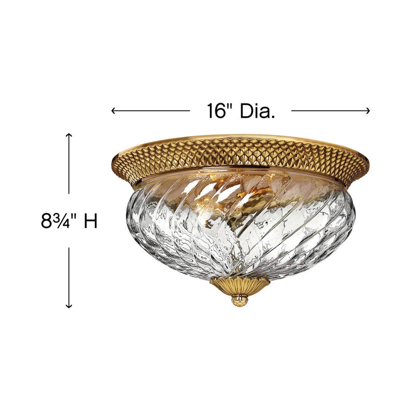 Plantation Flush Mount Ceiling Light - line drawing.