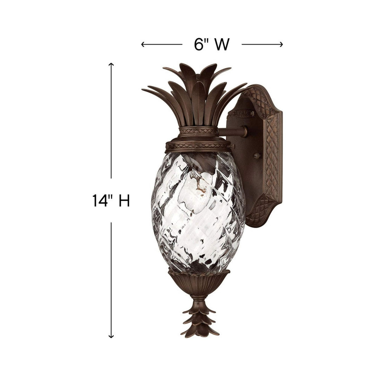 Plantation Outdoor Down Wall Light - line drawing.