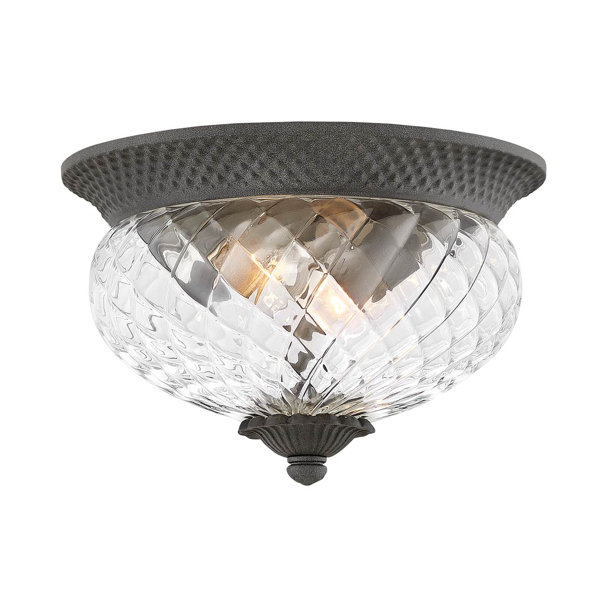 Plantation Outdoor Flush Mount Ceiling Light in Museum Black.