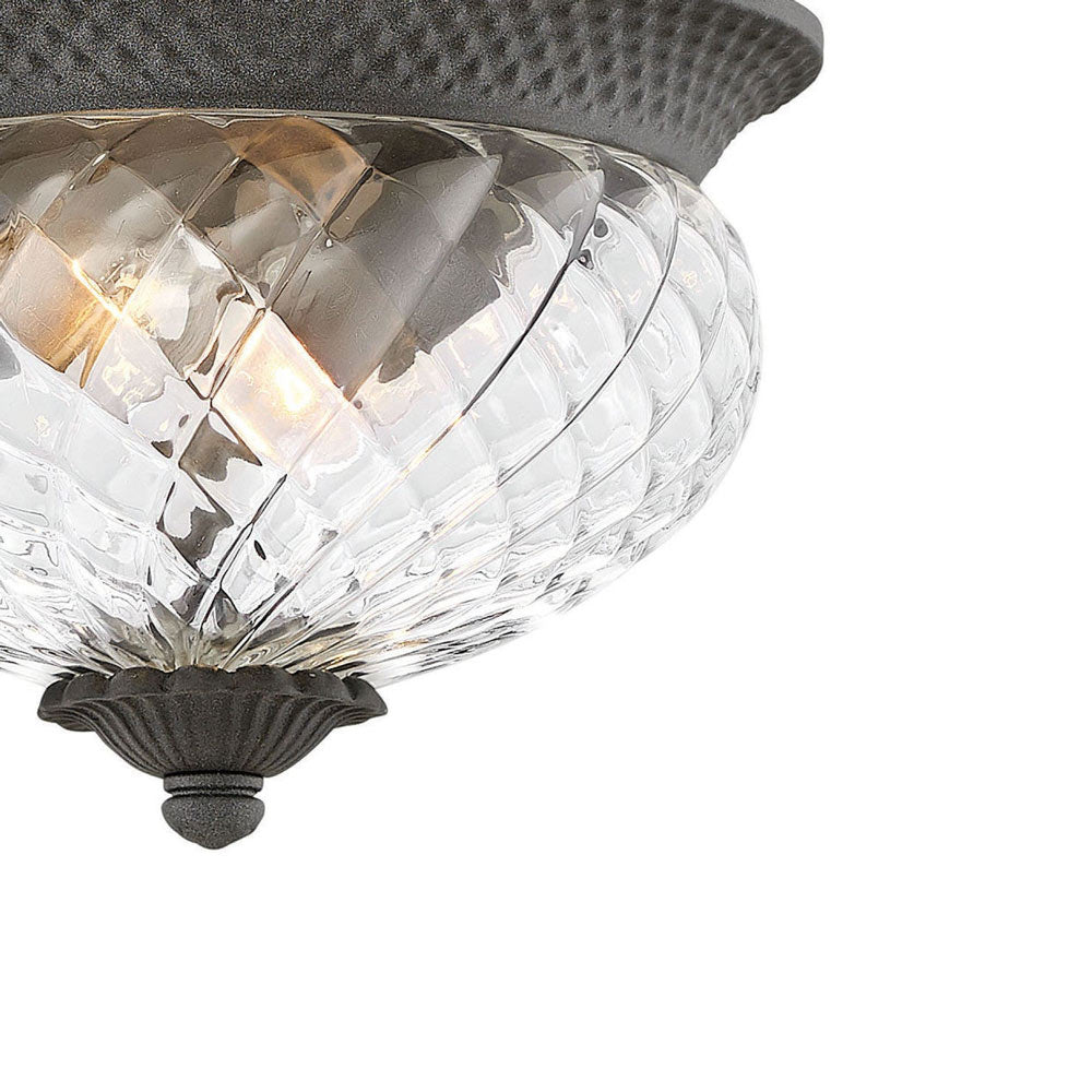 Plantation Outdoor Flush Mount Ceiling Light in Detail.