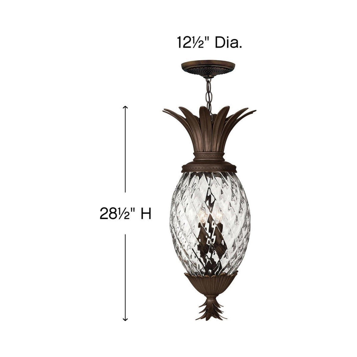 Plantation Outdoor Pendant Light - line drawing.