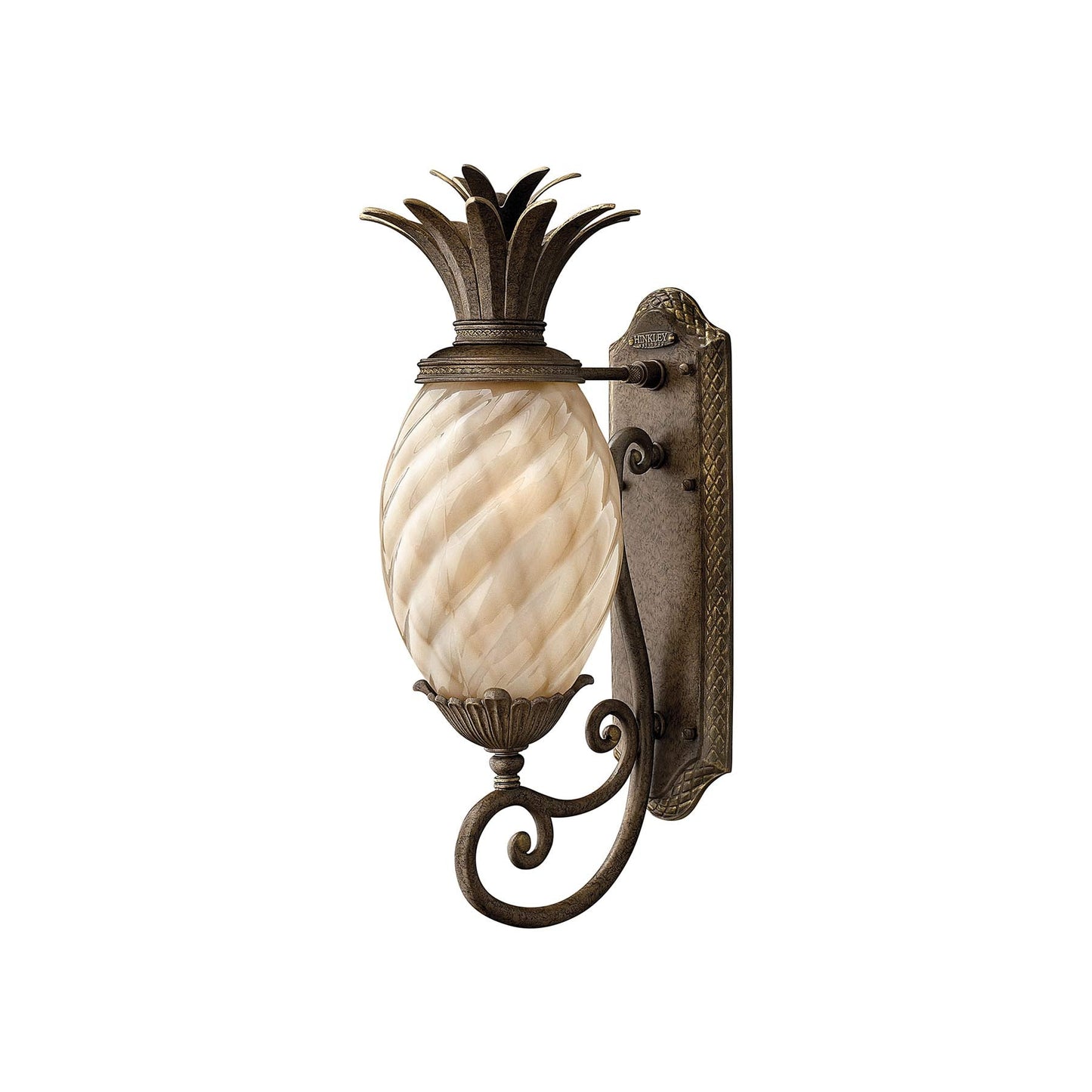 Plantation Outdoor Wall Light in Pearl Bronze (21.25-Inch).