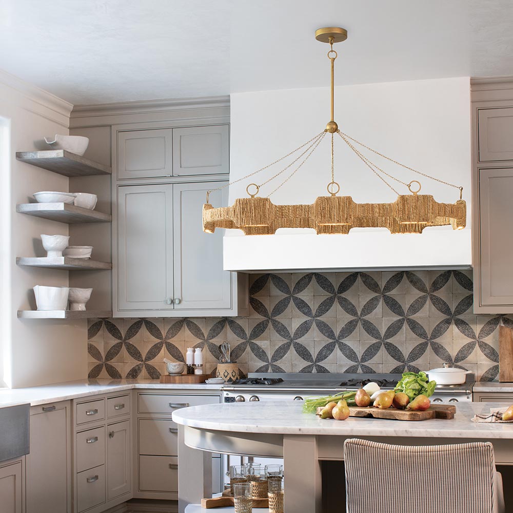 Raffi LED Linear Pendant Light in kitchen.
