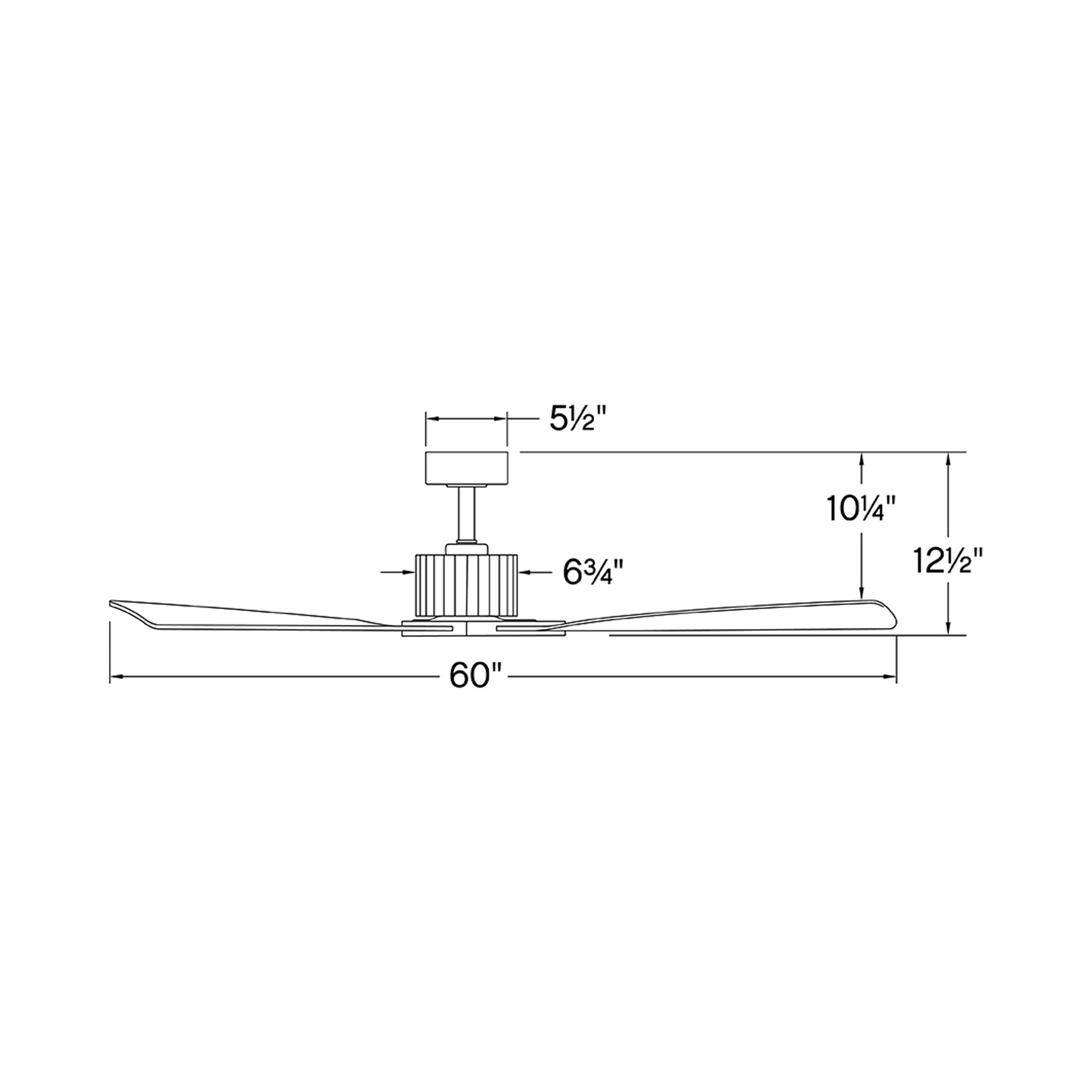 Rafter Smart LED Ceiling Fan - line drawing.
