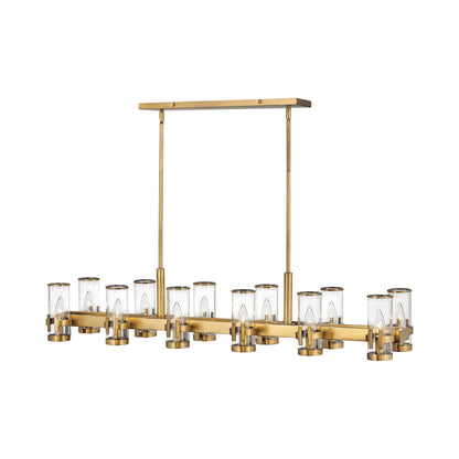 Reeve Linear Pendant Light in Heritage Brass.