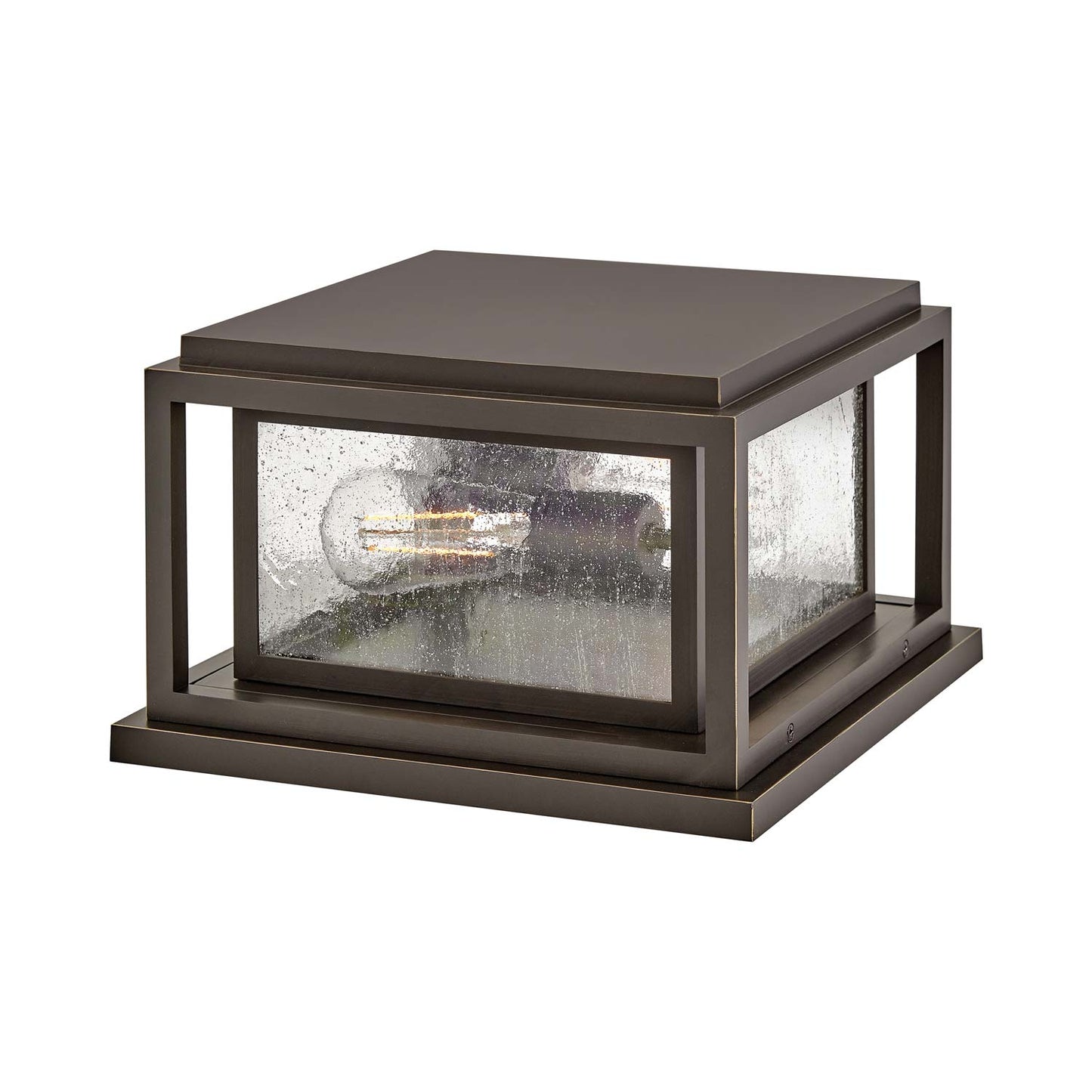 Republic Rectangular Outdoor Pier Mount Light in Oil Rubbed Bronze.
