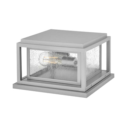Republic Rectangular Outdoor Pier Mount Light in Satin Nickel.