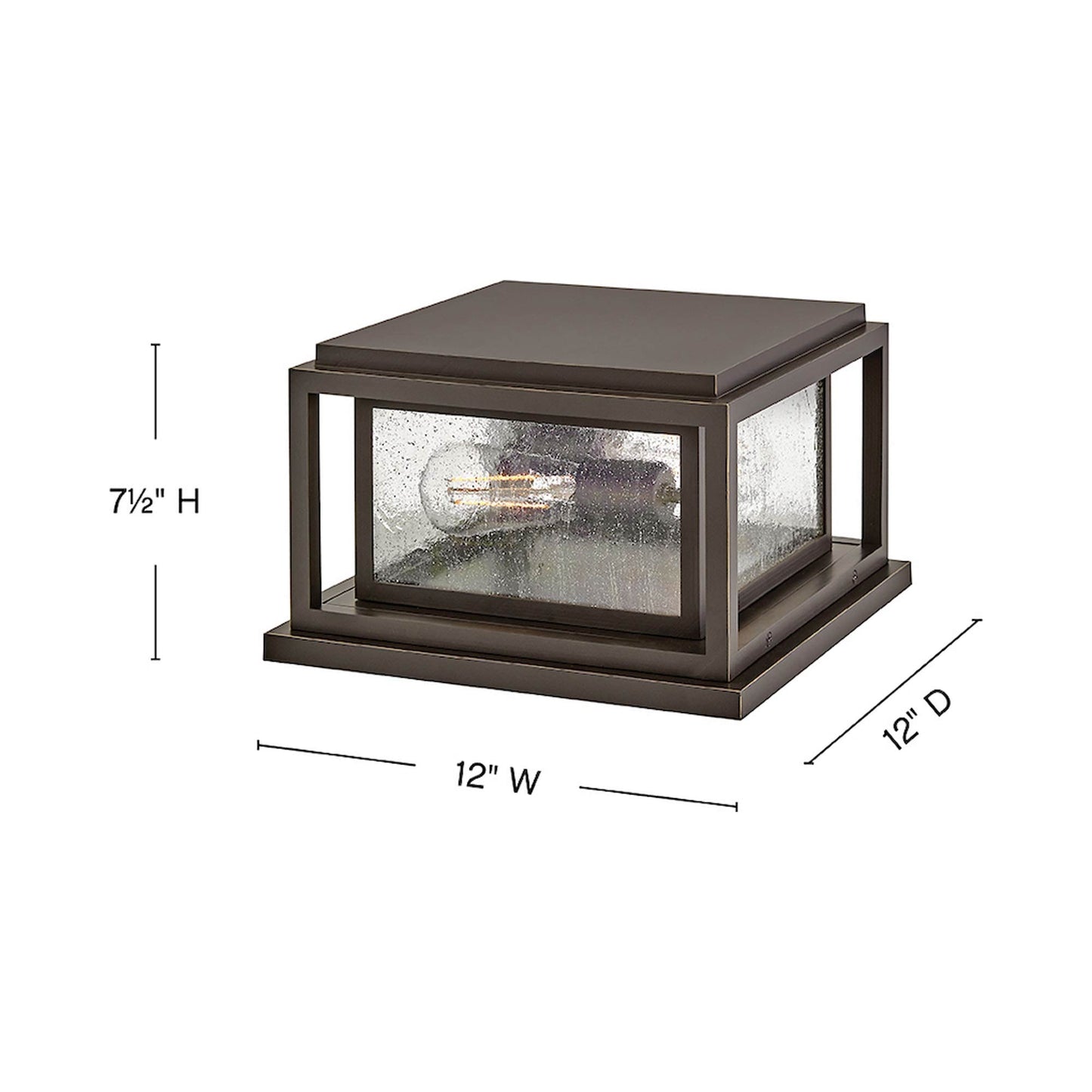 Republic Rectangular Outdoor Pier Mount Light - line drawing.