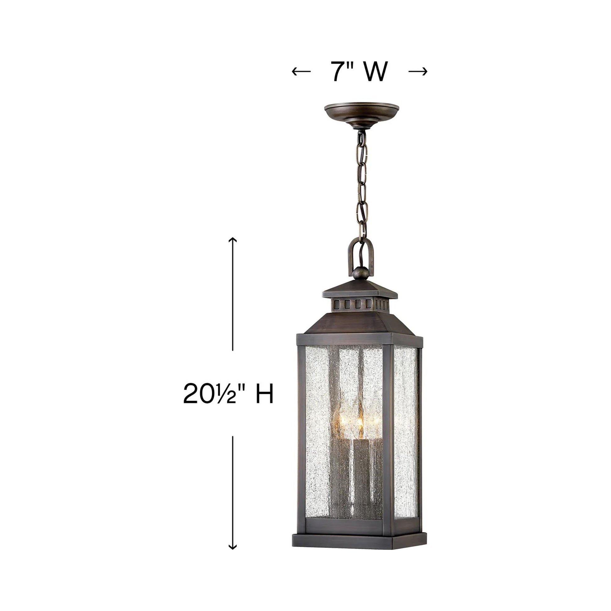 Revere Outdoor Pendant Light - line drawing.