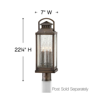 Revere Outdoor Post Light - line drawing.