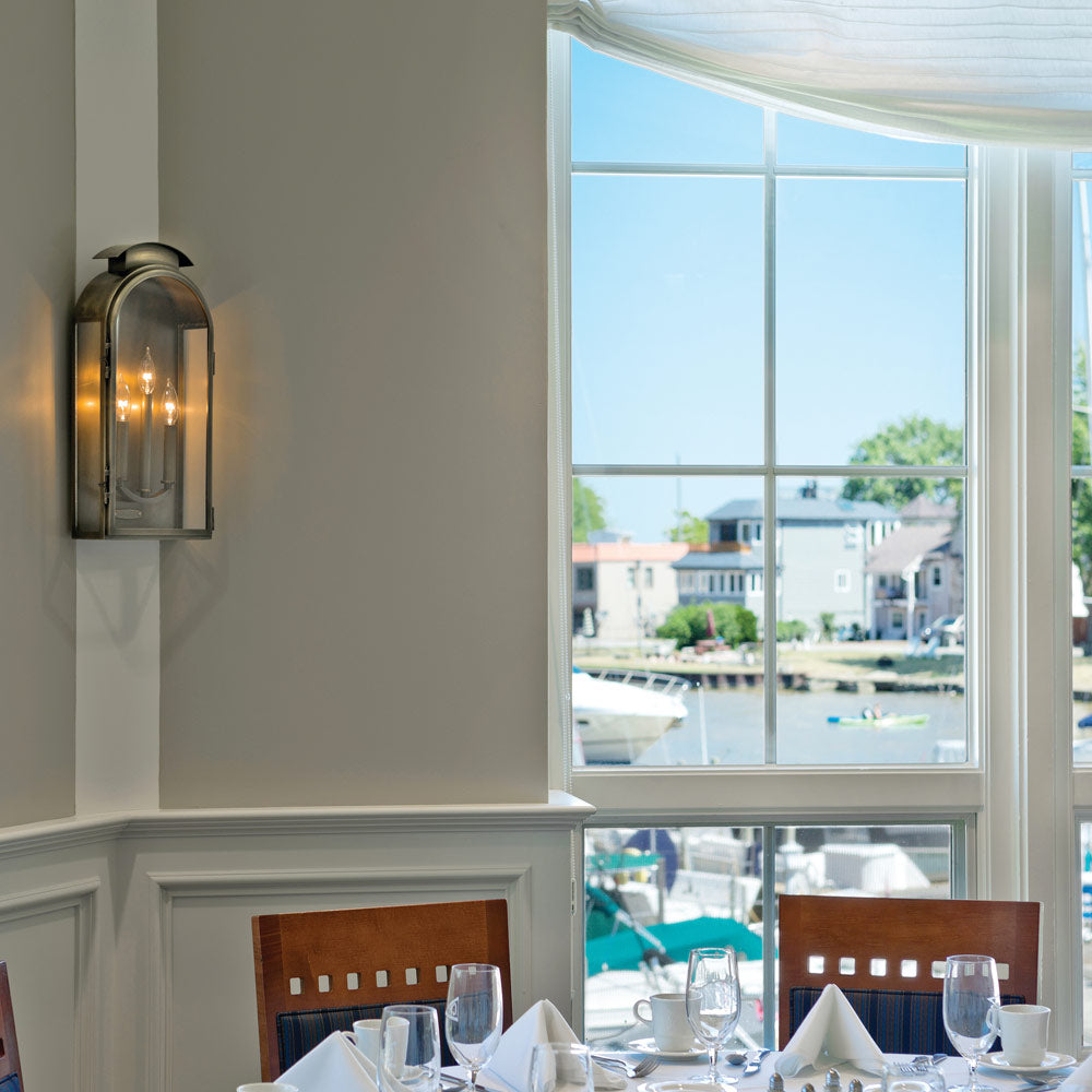 Rowley Outdoor Wall Light in dining room.