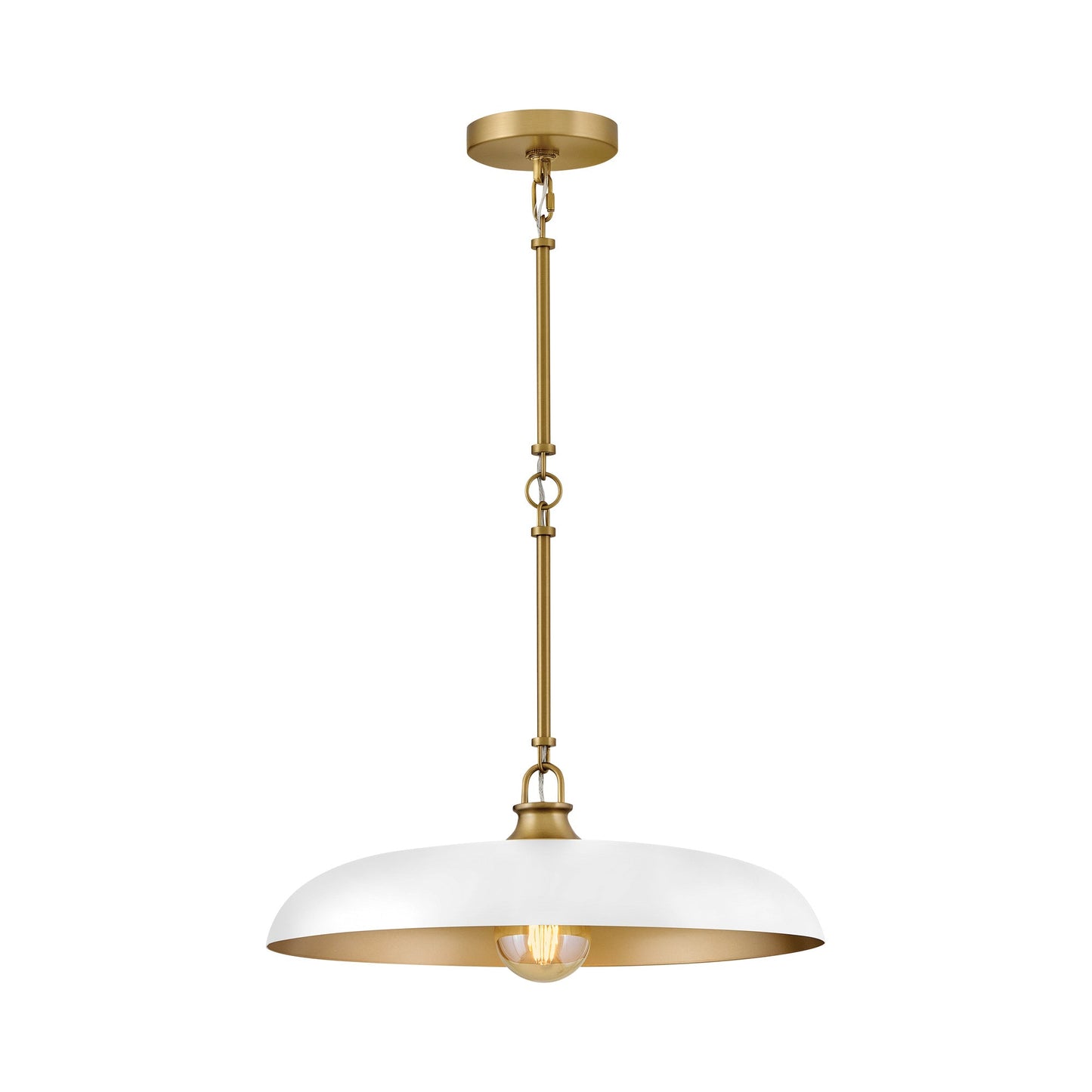 Sadie Pendant Light in Lacquered Brass/Chalk White (18-Inch).