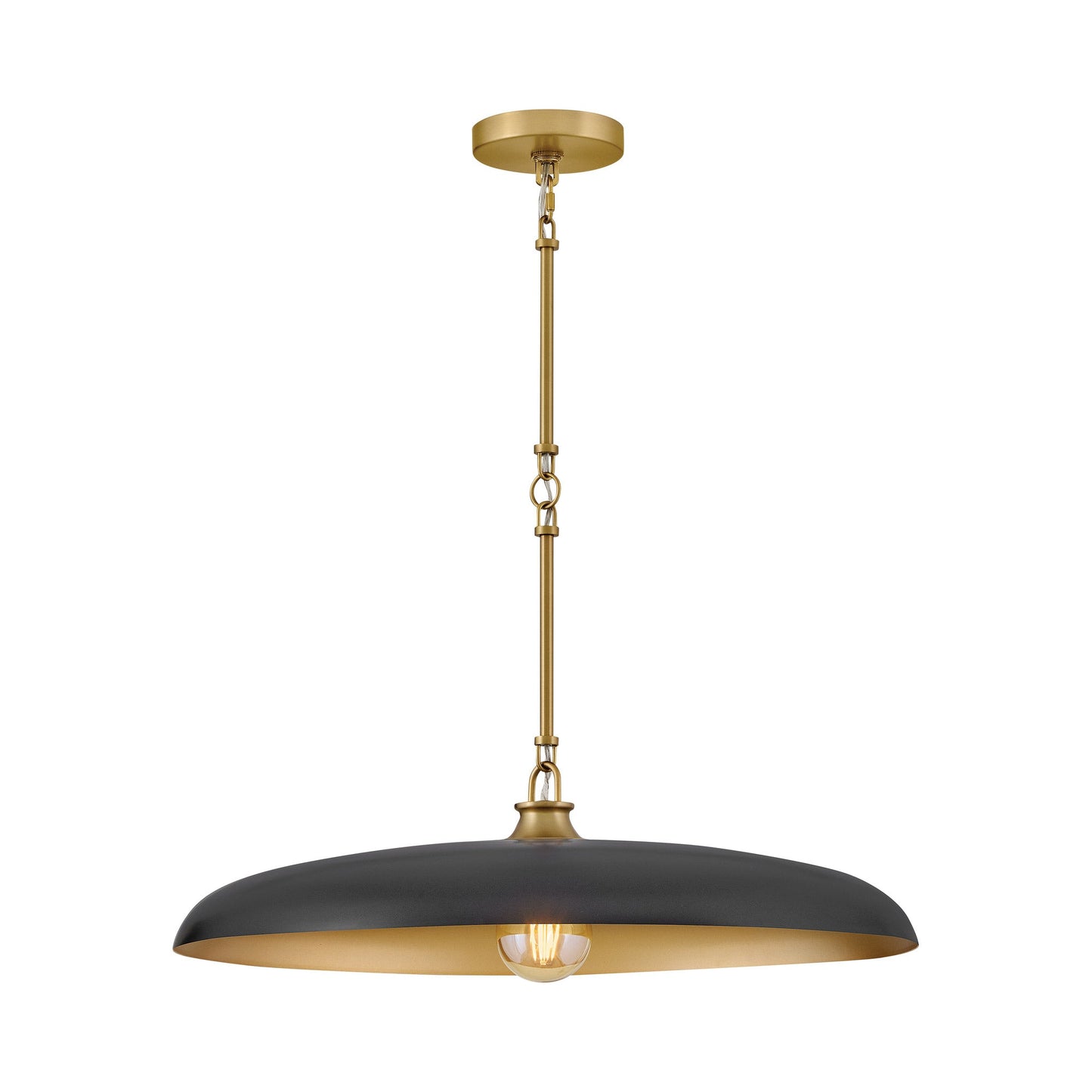 Sadie Pendant Light in Lacquered Brass/Black (24-Inch).