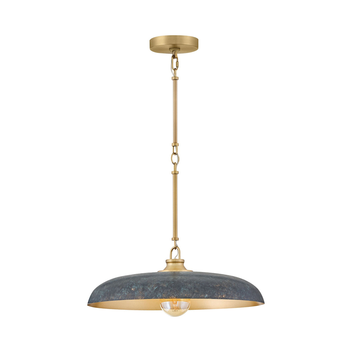 Sadie Pendant Light in Lacquered Brass/Antique Verdigris (18-Inch).