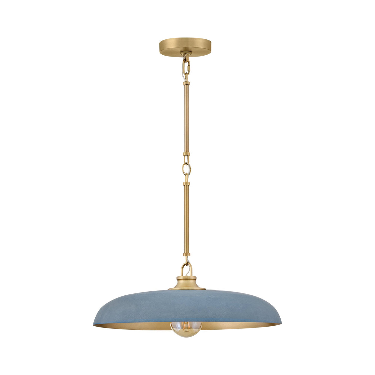 Sadie Pendant Light in Lacquered Brass/Vintage Denim (18-Inch).