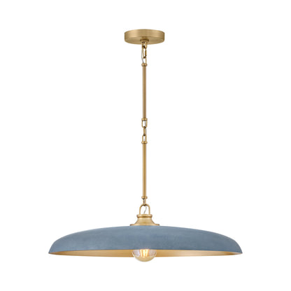 Sadie Pendant Light in Lacquered Brass/Vintage Denim (24-Inch).