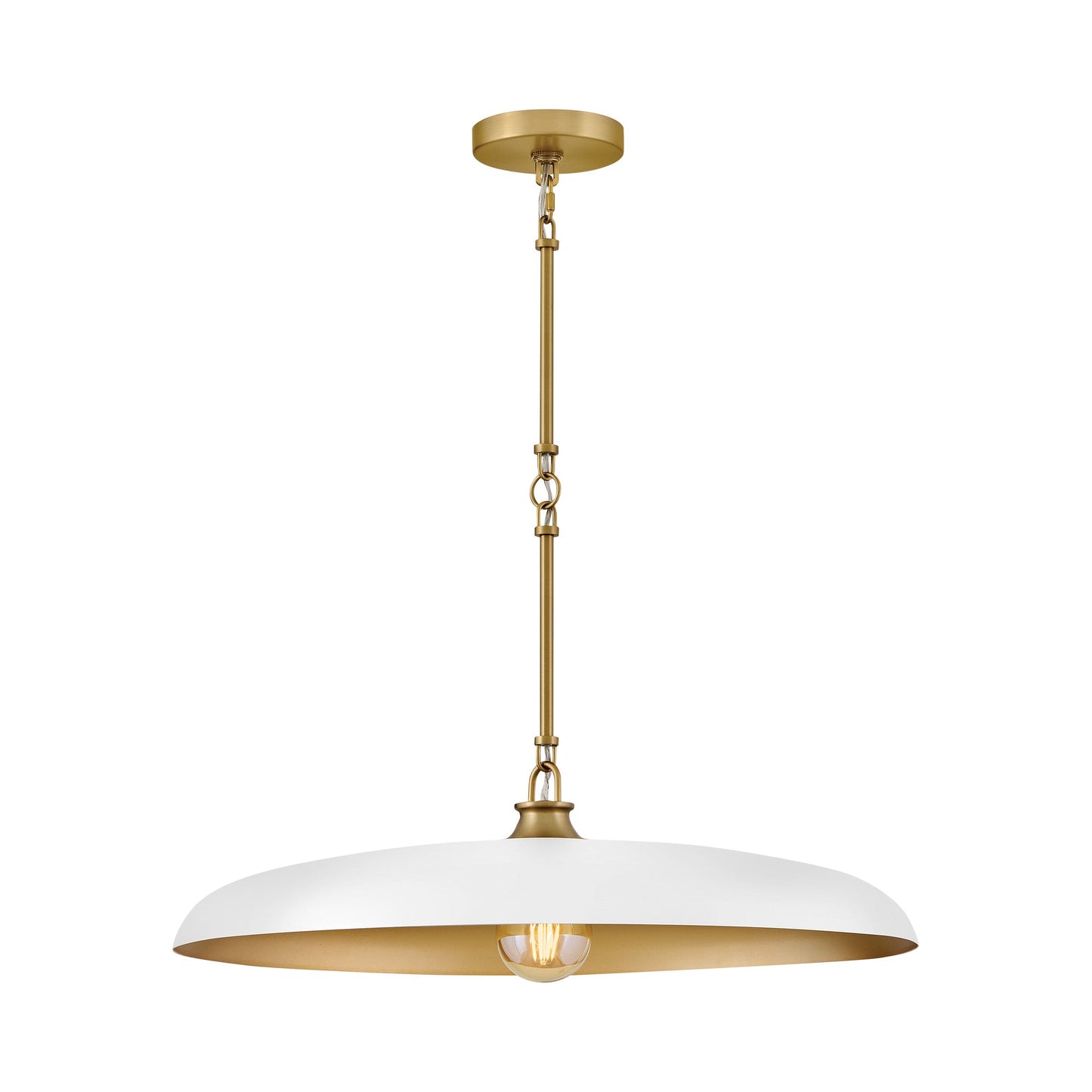 Sadie Pendant Light in Lacquered Brass/Chalk White (24-Inch).