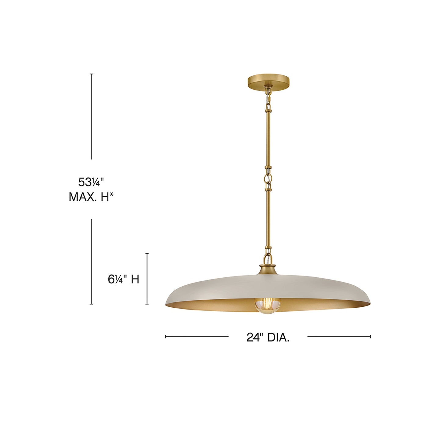 Sadie Pendant Light - line drawing.