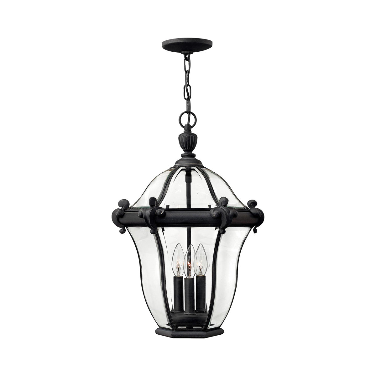 San Clemente Outdoor Pendant Light in Museum Black.