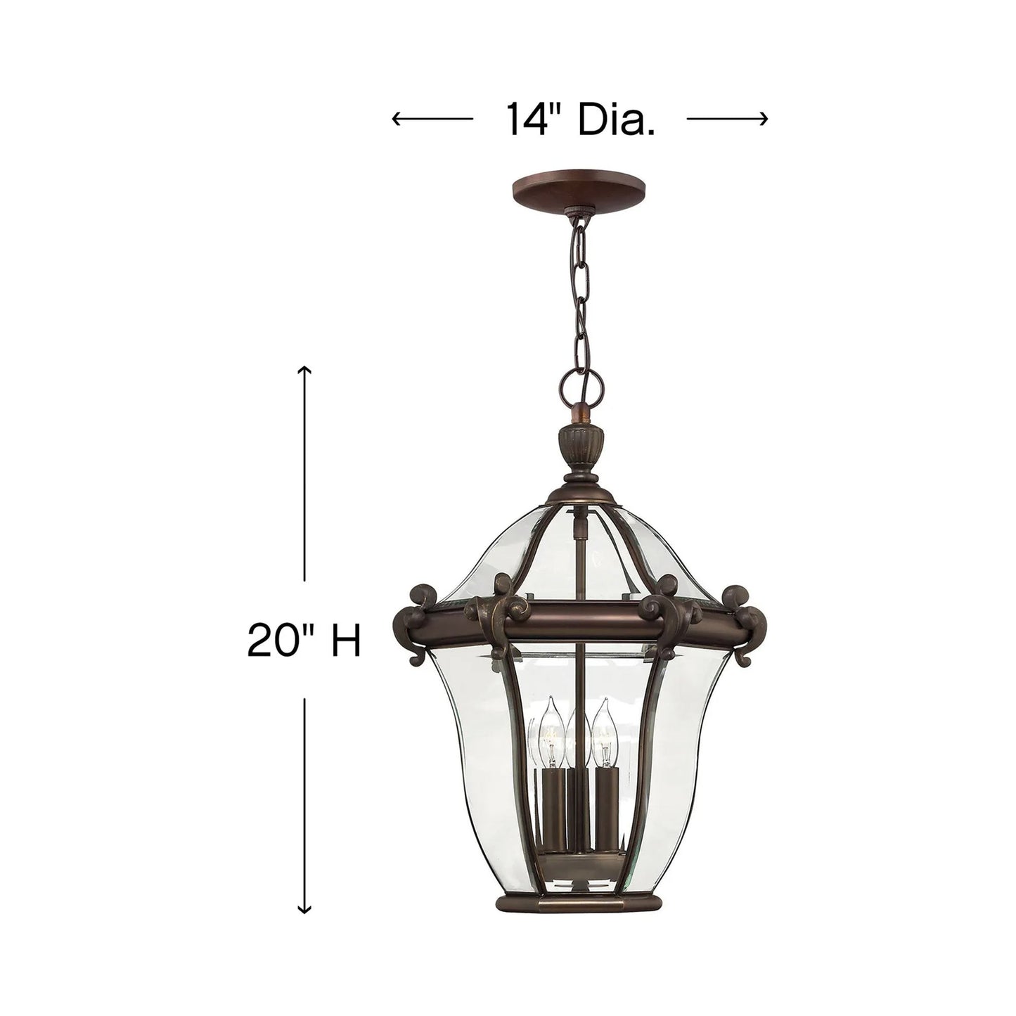 San Clemente Outdoor Pendant Light - line drawing.