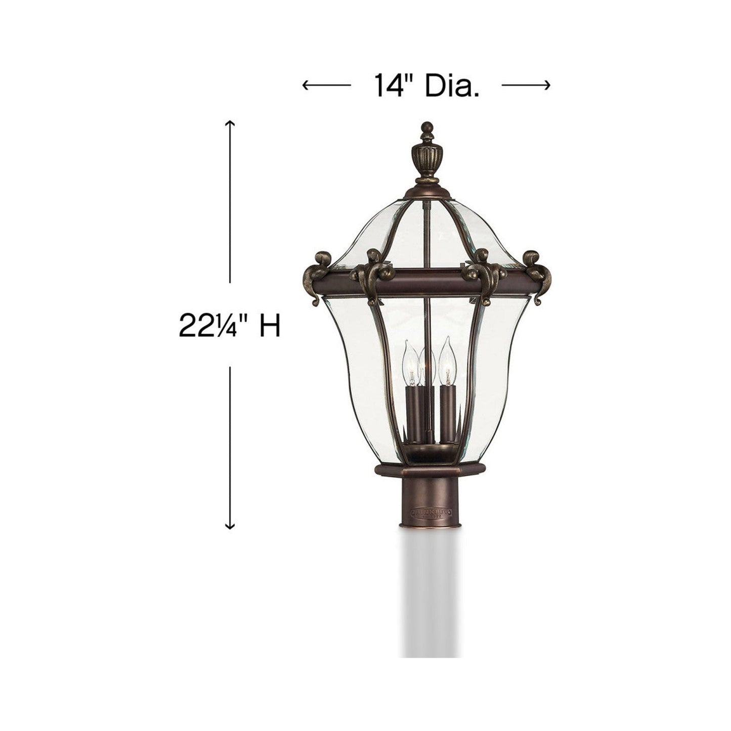 San Clemente Outdoor Post Light - line drawing.