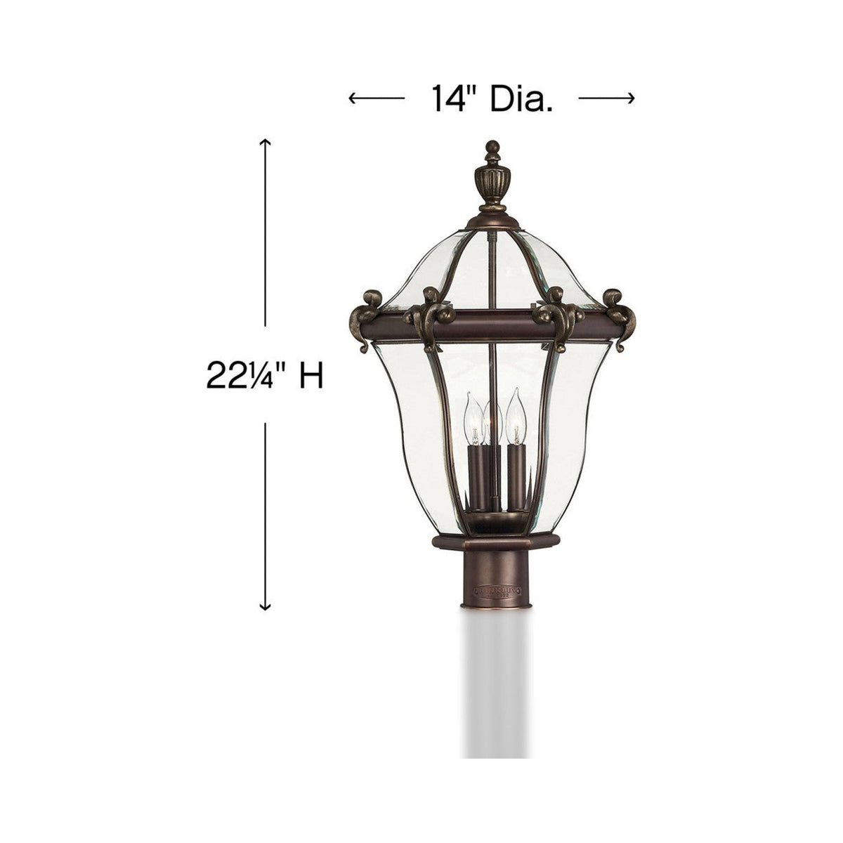 San Clemente Outdoor Post Light - line drawing.